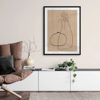Poster Miuus Studio - Line Art - Abstracte Vazen met Bloem 