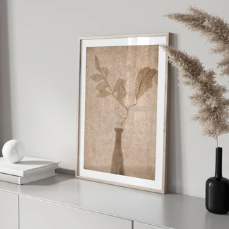 Plakat stilleben med efterårsblade i beige | Minimalistisk kunst - Tokarev 