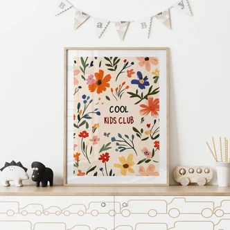 Kinderposter Cool Kids Club Bunte Blumen - Treechild Kinderposter Cool Kids Club Bunte Blumen - Treechild