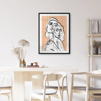 Poster Line Art Portret van twee vrouwen - Treechild 