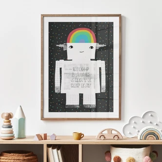Poster für Kinder - Regenbogen-Roboter Sleep Laugh Create - Treechild Poster für Kinder - Regenbogen-Roboter Sleep Laugh Create - Treechild