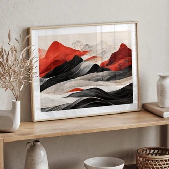 Poster Treechild - Red Mountains in Japan 
