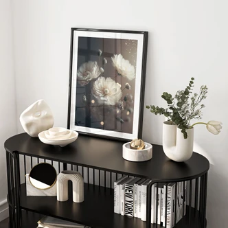 Poster witte bloemen met goudstof - Treechild 