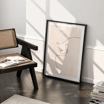 Poster Fijne contouren van een vrouw - Lijntekening - Tunaboylu 