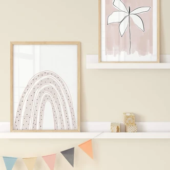 Póster para habitación infantil uplusmestudio - Arco iris con lunares 