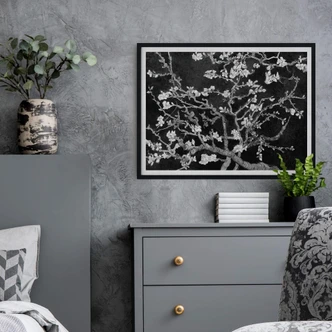 Poster van Gogh - Mandelblomma - svart 