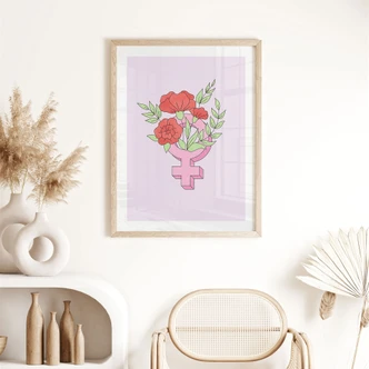 Poster Venuszeichen mit Blumen 