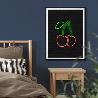 Poster Cerises - Lumière au néon 