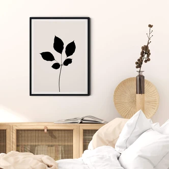 Poster Kubistika - Schwarzes Kastanienblatt 