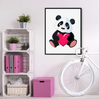 Póster panda con corazón 