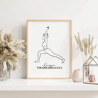 Poster Yoga - Krieger - Line Art 