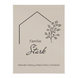 Personalisierbares Poster Familie Haus - beige 