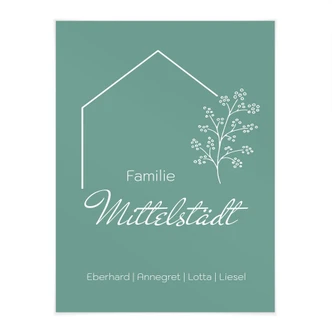 Personalisierbares Poster Familie Haus - grün 