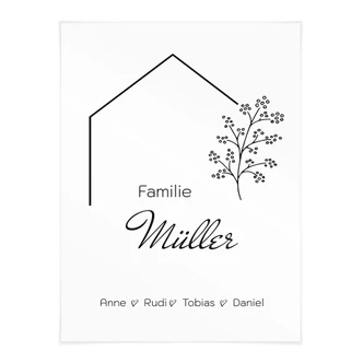 Personalisierbares Poster Familie Haus - weiß 