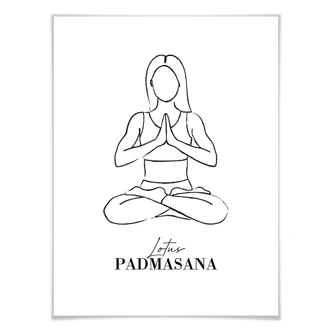 Poster Yoga Lotus - Line Art 