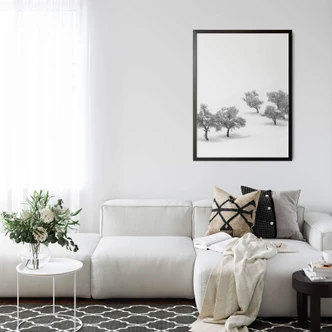Poster Carrillo Lopez - Paysage blanc avec des arbres 