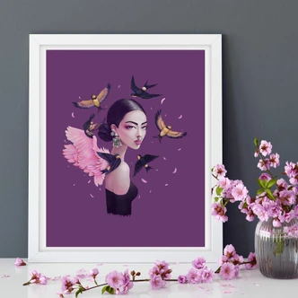 Póster Korenkova - Boho Girl 1 morado Póster Korenkova - Boho Girl 1 morado