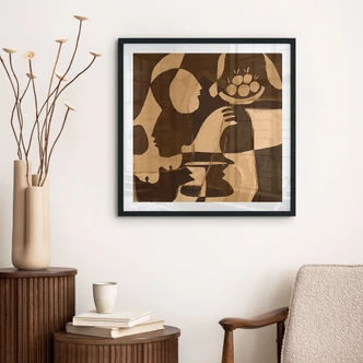 Poster Abstract composition in warm earth tones - Al Dafai - Square 