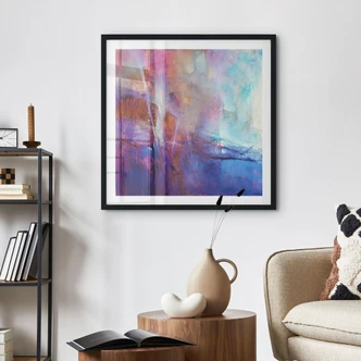 Poster met kunstprint - Abstracte kustlijn in paars - Schmucker - Vierkant 