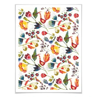 Póster Blanz - Flores y pájaros 