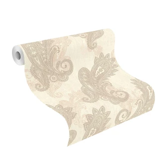 Papier peint intissé Rasch, papier peint à motifs Indian Style taupe clair 