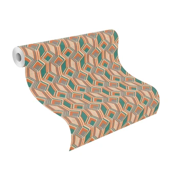 Papier peint intissé Rasch, papier peint à motifs Indian Style brun-orange 