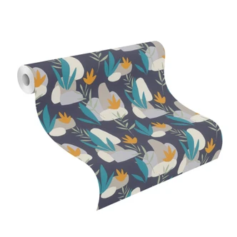 Rasch papier peint intissé, papier peint à motifs Salsa bleu nuit 