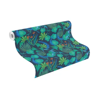 Papier peint intissé Rasch, papier peint à motifs Salsa bleu azur 