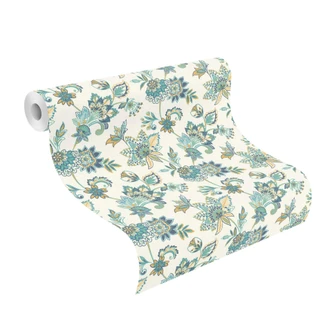 Papier peint intissé Rasch, papier peint à motifs Salsa blanc crème 