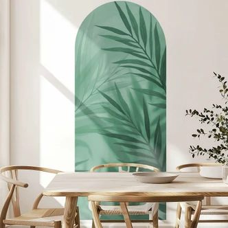 Wandtattoo Rundbogen Wandpaneel Grüne Palmenblätter - schmal 