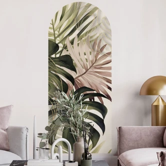 Wandtattoo Rundbogen Wandpaneel Tropische Blätter Boho - Haase - schmal 