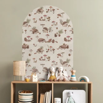 Adesivo murale ad arco tondo Dolce riccio nella foresta autunnale - Kikki Belle - wide Adesivo murale ad arco tondo Dolce riccio nella foresta autunnale - Kikki Belle - wide