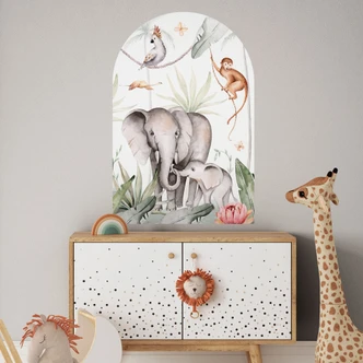 Adesivo murale ad arco Animali africani nella foresta pluviale - Kvilis - wide Adesivo murale ad arco Animali africani nella foresta pluviale - Kvilis - wide