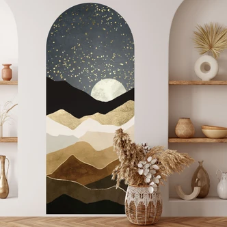 Wandtattoo Rundbogen Wandpaneel Goldene Sterne - SpaceFrog Designs - schmal 