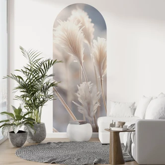 Wandtattoo Rundbogen Wandpaneel Pastellfarbene Gräser - Treechild - schmal 