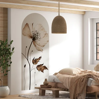 Wandtattoo Rundbogen Wandpaneel Trockenblüte in creme - Treechild - schmal Wandtattoo Rundbogen Wandpaneel Trockenblüte in creme - Treechild - schmal