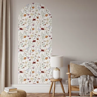 Adesivo murale pannello a parete arco rotondo fiori di campo colorati - UN Design - stretto Adesivo murale pannello a parete arco rotondo fiori di campo colorati - UN Design - stretto
