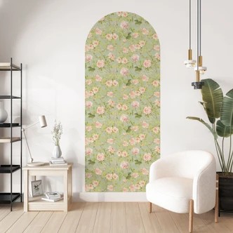 Wandtattoo Rundbogen Wandpaneel Rosengarten - UN Design - schmal 