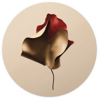 Elegant bladbehang in goud en rood - Alma - Rond - Zelfklevend/niet-geweven 