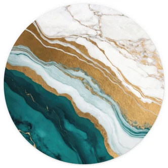 Marmorflod af guld og jade Fototapet - Alpenglow Workshop - Round - vliesetapet/selvklæbende non-woven tapet 