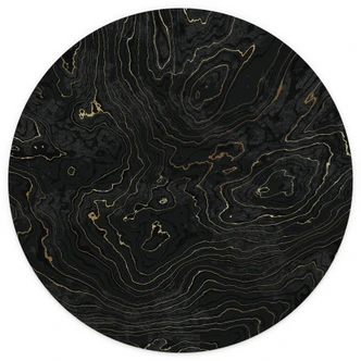 Wall Mural Abstract Lines Black-gold - Amini - Round - Self-adhesive/non-woven 