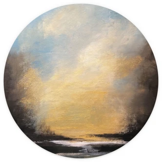 Wall Mural Sunset - Golden light in the evening sky - Bergius - Round - non self-adhesive/self-adhesive wallpapers 