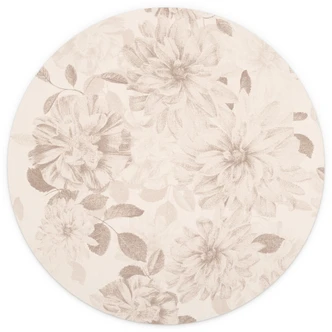 Wall Mural Dahlias Shabby Chic Beige - Bloomery Decor - Round - self-adhesive/non-woven 