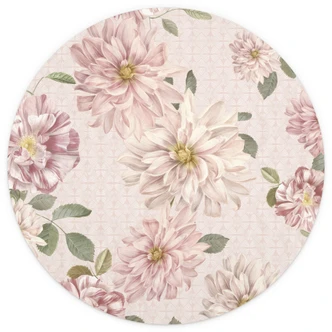 Fototapete Dahlien Shabby Chic Rosa - Bloomery Decor - Rund - Selbstklebend/Vlies 