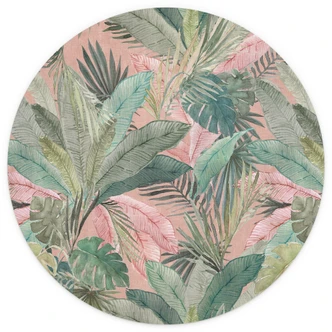 Papel pintado Tropical hojas tropicales en la jungla rosa - Bloomery Decor - Redondo - Autoadhesivo/no tejido Papel pintado Tropical hojas tropicales en la jungla rosa - Bloomery Decor - Redondo - Autoadhesivo/no tejido