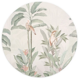 Papel pintado Selva tropical con cacatúas - Bloomery Decor - Redondo - Autoadhesivo/no tejido Papel pintado Selva tropical con cacatúas - Bloomery Decor - Redondo - Autoadhesivo/no tejido