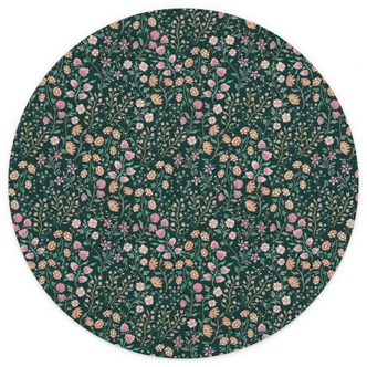 Papel pintado Flores de prado vintage - Verde oscuro - Decoración Floral - Redondo - Autoadhesivo/no tejido Papel pintado Flores de prado vintage - Verde oscuro - Decoración Floral - Redondo - Autoadhesivo/no tejido