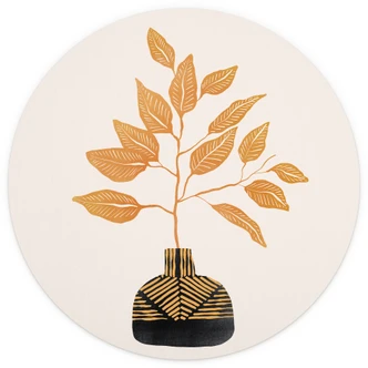 Wall Mural Golden branch with leaves - Cats & Dotz - Round - Self-adhesive/non-woven 