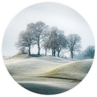 Fototapete Frostige Hügellandschaft | Natur Tapete - Eisenmann - Rund - Selbstklebend/Vlies 