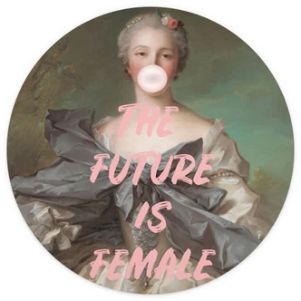 Papier peint photo avec le slogan L'avenir est au féminin - Grace Digital Art - Rond - papier peint intissé/papier peint intissé autocollant 